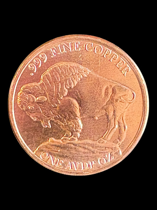 1 oz .999 Fine Copper Round – Stunning Tribute to Buffalo Nickel (28.7g) 010