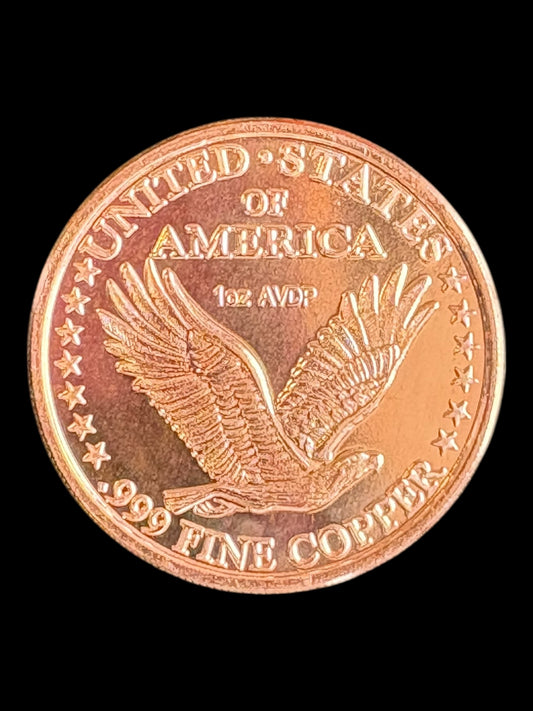 1 oz .999 Fine Copper Round – Standing Liberty - America Eagle (28.7g) 009