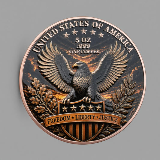 5 oz Liberty at Dusk High Relief Full Colour Copper Round .999 Fine Copper