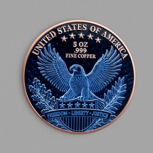 5 oz Midnight Liberty High Relief Full Colour Copper Round .999 Fine Copper