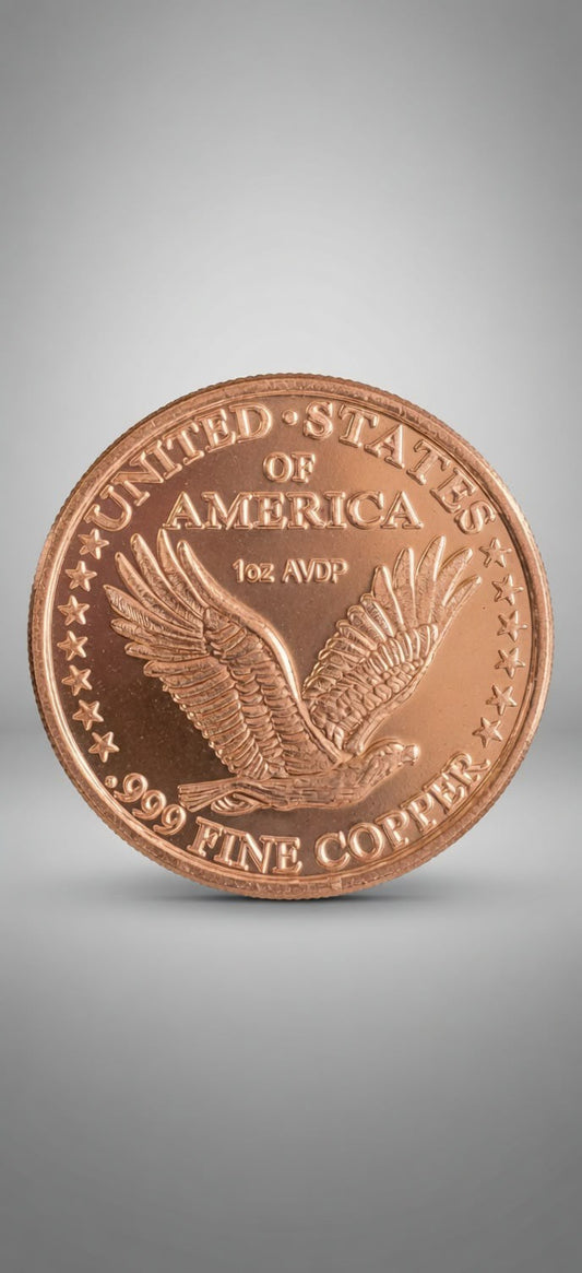 1 oz .999 Fine Copper Round – Standing Liberty - America Eagle (28.7g) 009