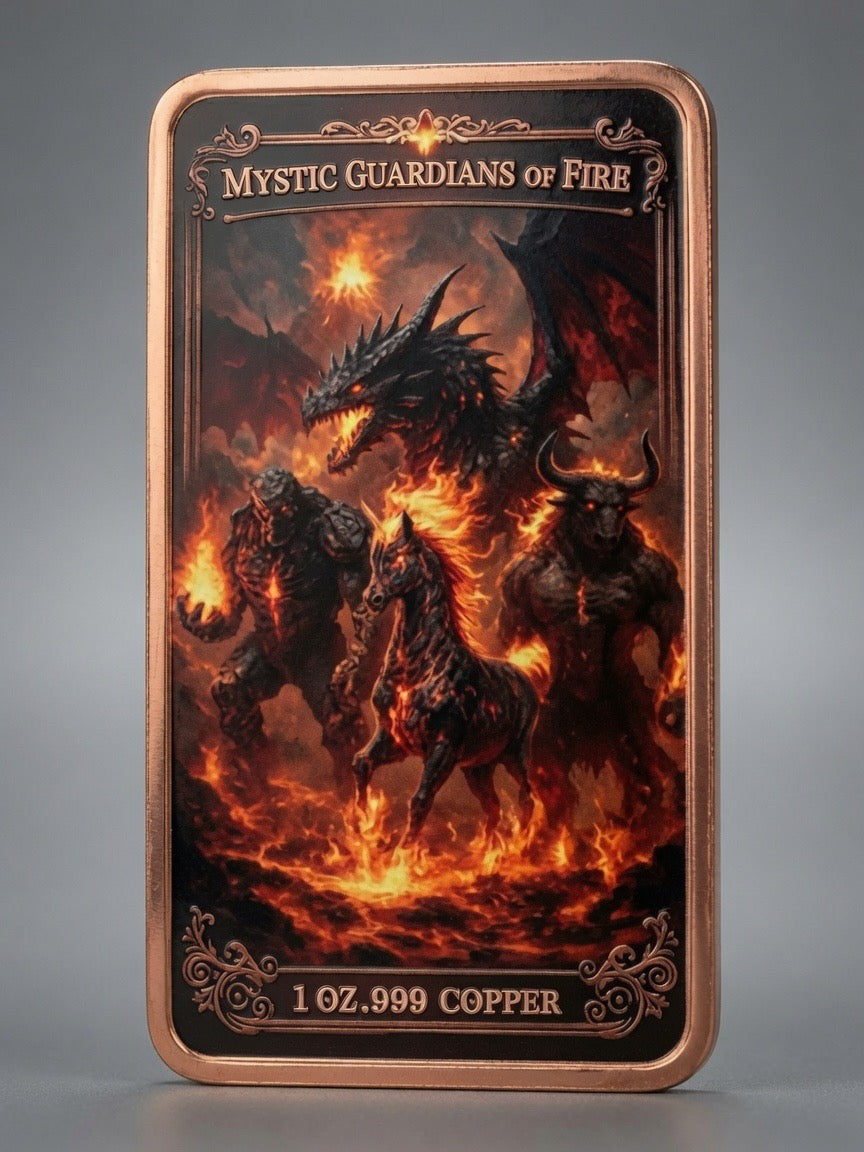 Mystic Guardians of Fire – Molten Golem 1oz Copper Bar, Round | Fine .999 Copper | Proof & Uncirculated