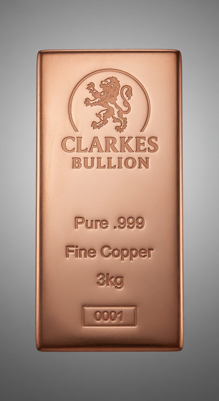 Clarke’s Bullion - 3 Kilo Copper Bar –