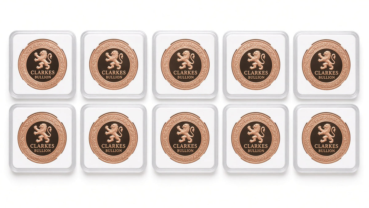 Complete Dinosaur Series Collection | 10 x 1oz Fine Copper Bullion Rounds | Clarke's Bullion Full Set