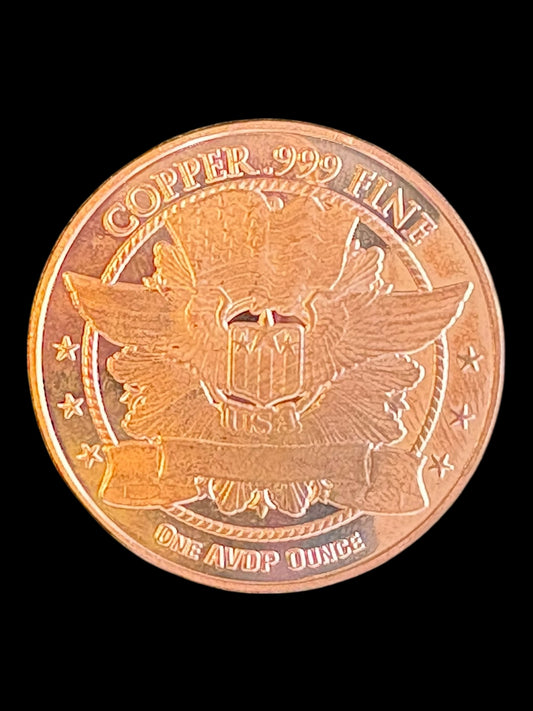 1 oz .999 Fine Copper Round – Native American & Eagle Shield Design (28.7g) 017