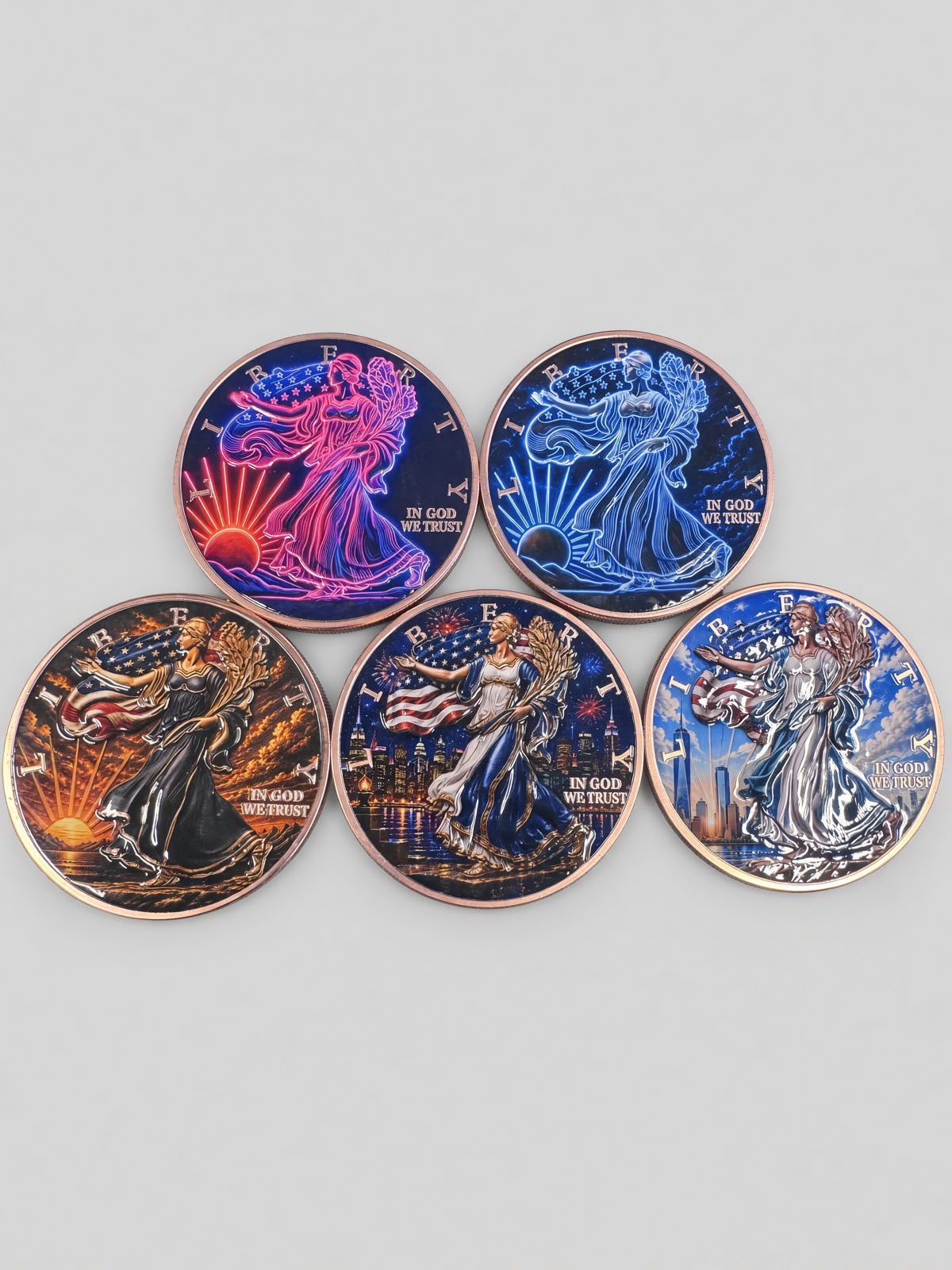 The Liberty Legends Collection | Complete Set of Five 5 oz High Relief Full Colour Copper Rounds