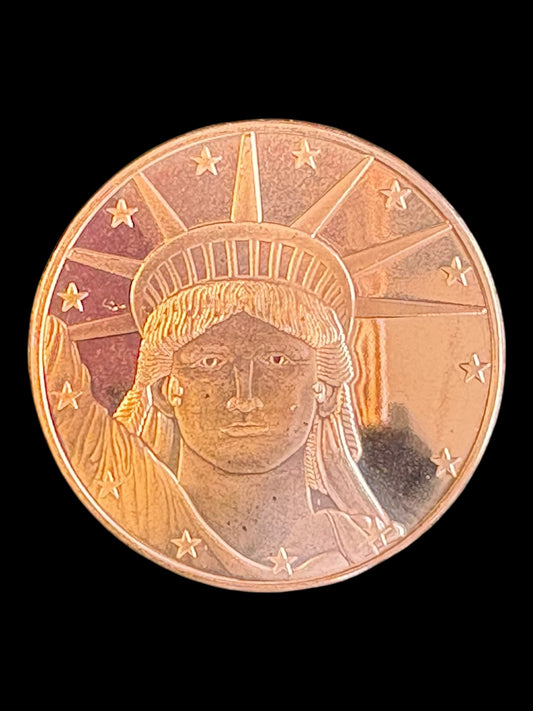 1 oz .999 Fine Copper Round – Statue of Liberty & winged Sheild (28.7g) 011