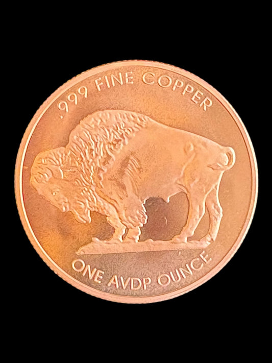 1 oz .999 Fine Copper Round – Modern Tribute to Buffalo Nickel (28.7g) 001
