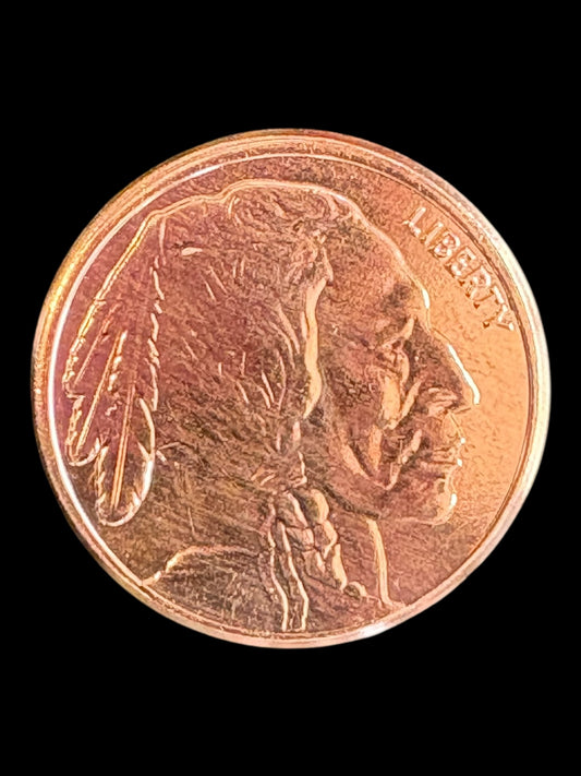 1 oz .999 Fine Copper Round – Stunning Tribute to Buffalo Nickel (28.7g) 010
