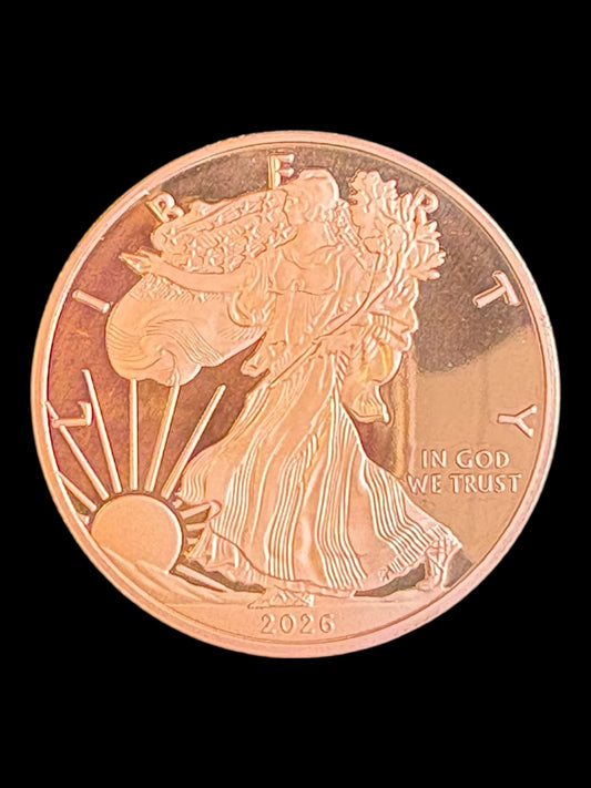 1 oz .999 Fine Copper Round – Walking Liberty 2026 & Eagle in flight (28.7g) 002
