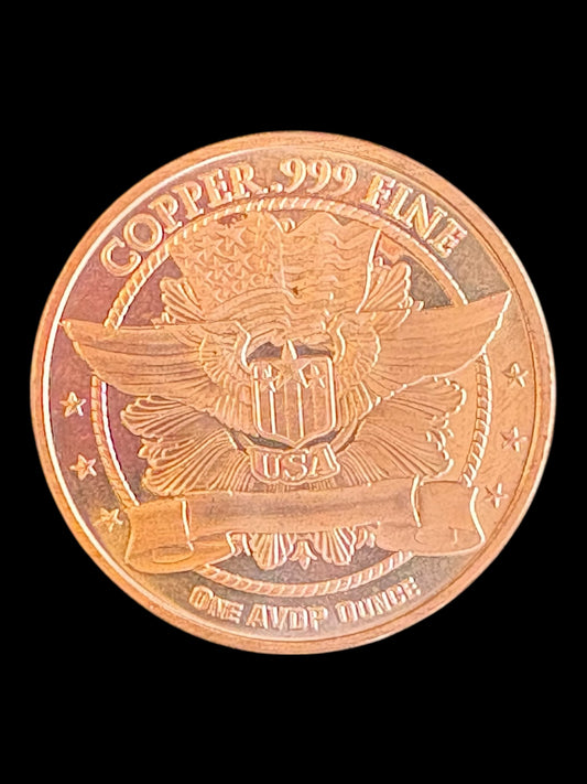 1 oz .999 Fine Copper Round – Seated Liberty & American Eagle Shield Design (28.7g) coin 004