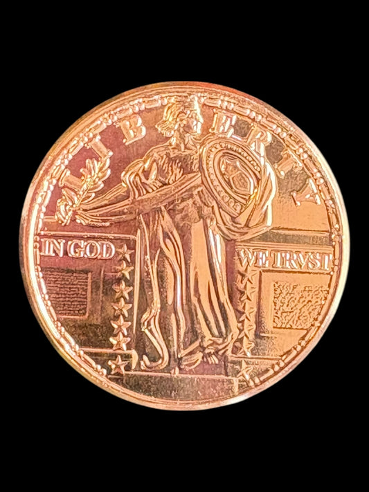 1 oz .999 Fine Copper Round –  Standing Liberty - America Eagle (28.7g) 009
