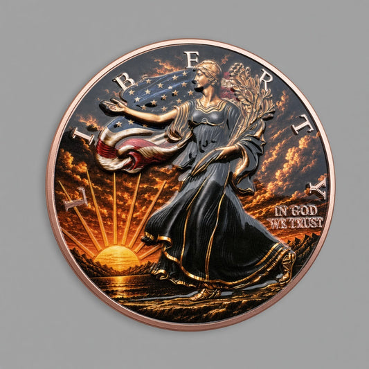 5 oz Liberty at Dusk High Relief Full Colour Copper Round .999 Fine Copper