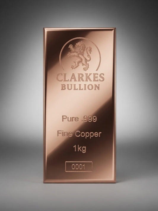 Clarke’s Bullion 1 Kilo Polished Copper Bar Fine .999 Copper