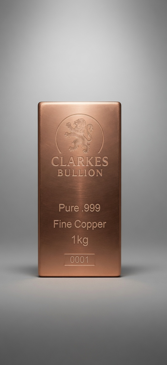 Clarke’s Bullion Brushed 1 Kilo Copper Bar – (0050-0500)
