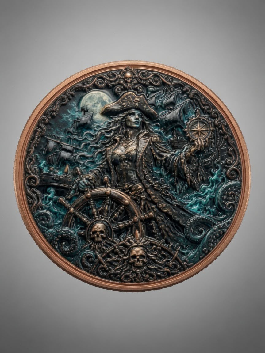 Clarke’s Bullion “Pirate Queen” 1oz Copper Round | Fine .999 Copper | Proof & Uncirculated