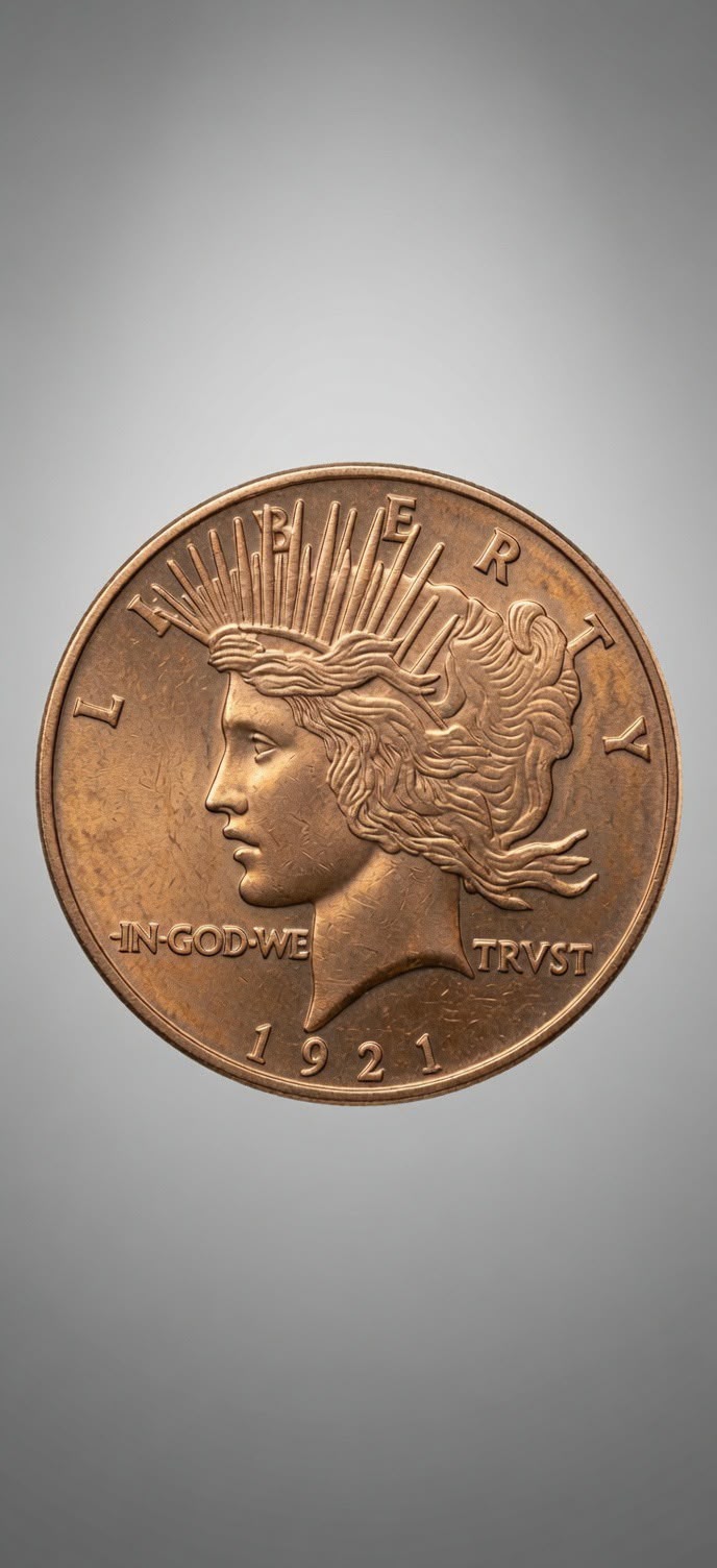 1 AVDP oz .999 Fine Copper Round – peace dollar tribute 003 (28.7g)