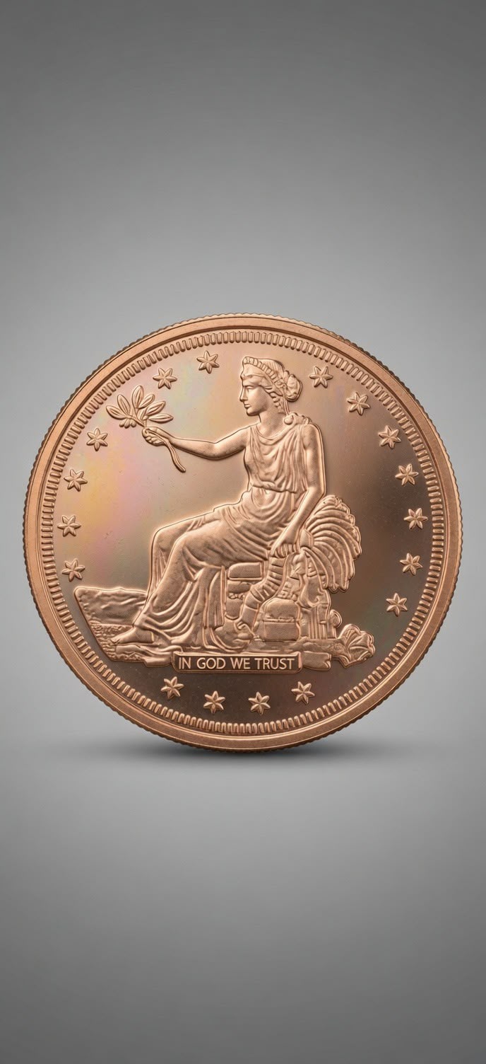 1 oz .999 Fine Copper Round – Seated Liberty & American Eagle Shield Design (28.7g) coin 004
