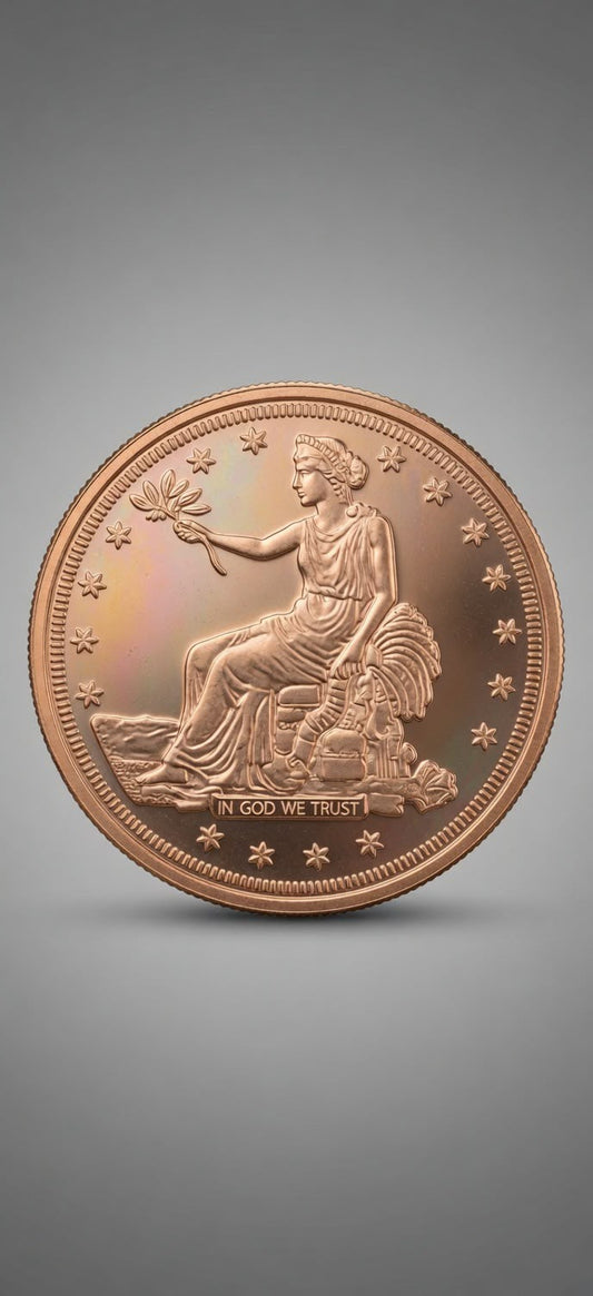 1 oz .999 Fine Copper Round – Seated Liberty & American Eagle Shield Design (28.7g) coin 004