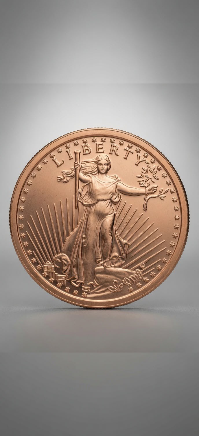 1 AVDP oz .999 Fine Copper Round – Walking Lady Liberty star burst + Eagle wing Shield (28.7g) 006
