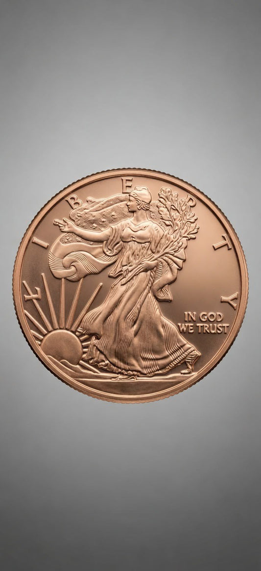 1 AVDP oz .999 Fine Copper Round – Walking Lady Liberty + Eagle wing Shield (28.7g) 007