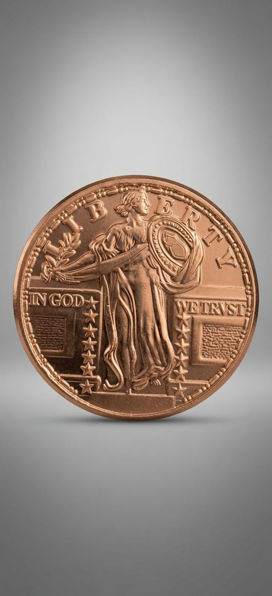 1 oz .999 Fine Copper Round –  Standing Liberty - America Eagle (28.7g) 009