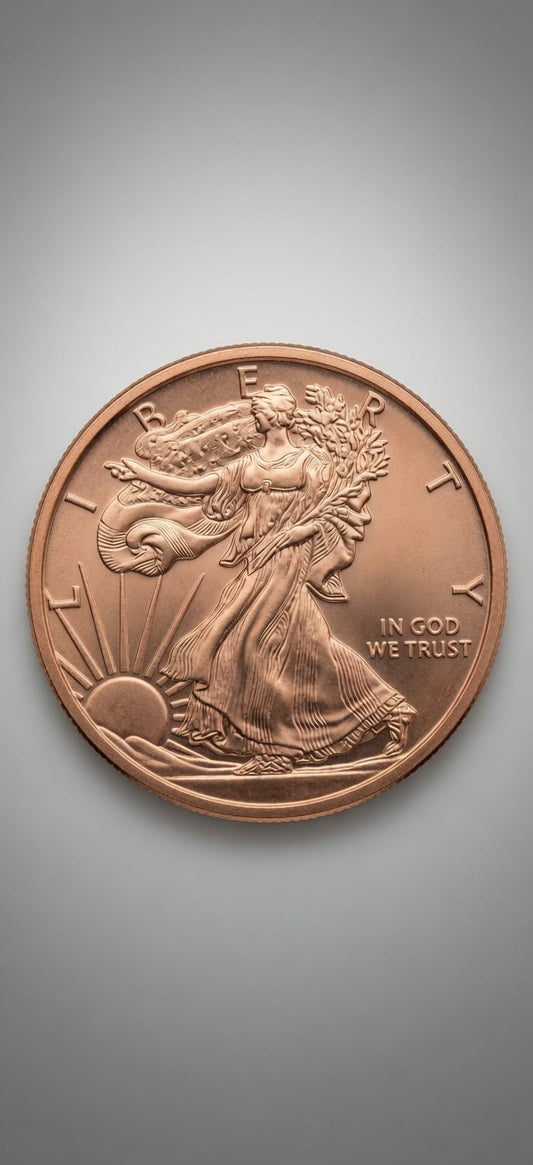 1 oz .999 Fine Copper Round – Liberty & Eagle (28.7g) 012