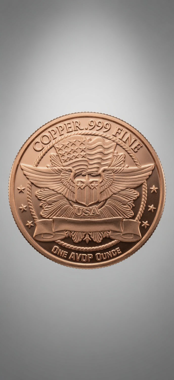 1 oz .999 Fine Copper Round – Statue of Liberty & winged Sheild (28.7g) 011