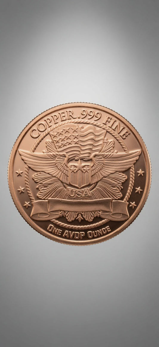 1 oz .999 Fine Copper Round – Statue of Liberty & winged Sheild (28.7g) 011