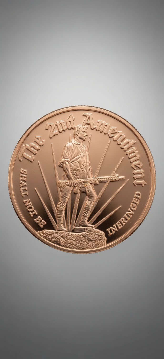 1 oz .999 Fine Copper Round – Amendment Rifleman & 2nd Amendment wording (28.7g) 015
