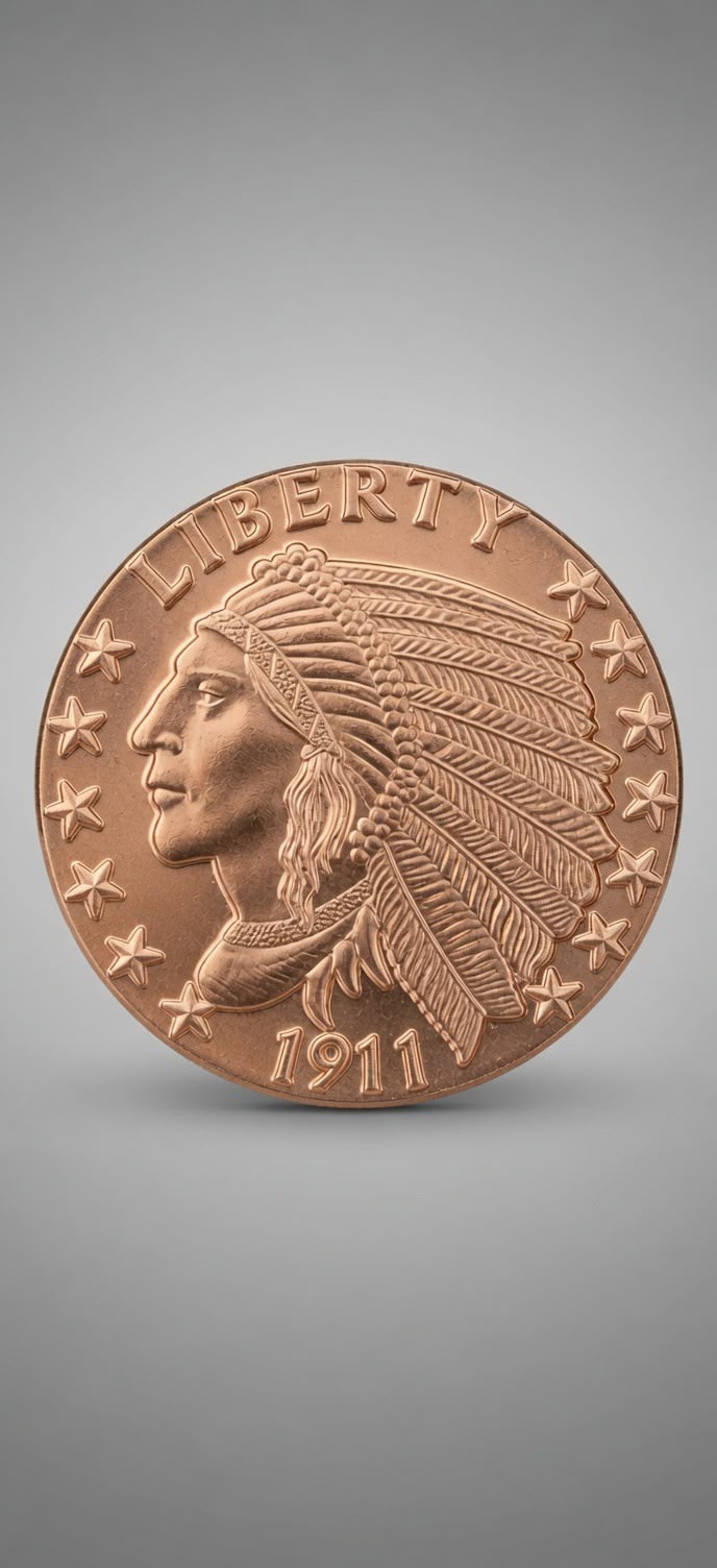 1 oz .999 Fine Copper Round – Native American & Proud Eagle Design (28.7g) 016