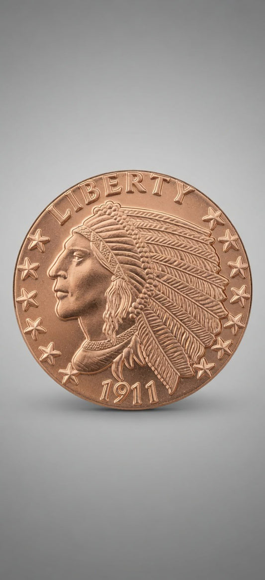 1 oz .999 Fine Copper Round – Native American & Proud Eagle Design (28.7g) 016