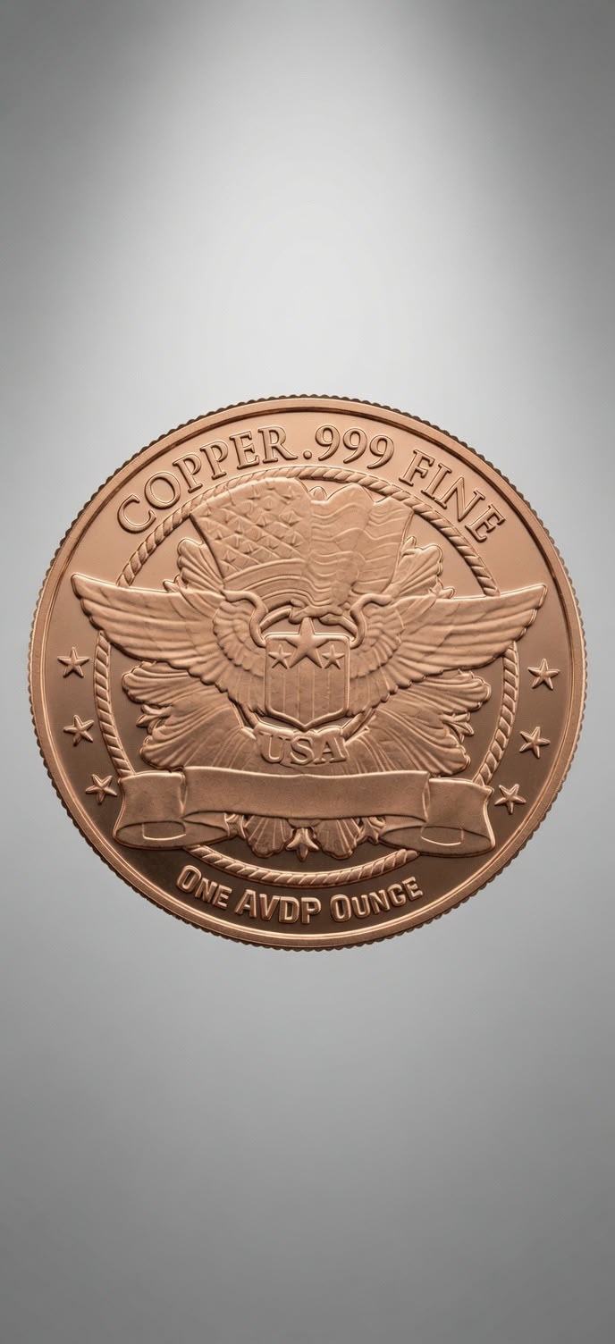 1 oz .999 Fine Copper Round – Native American & Eagle Shield Design (28.7g) 017
