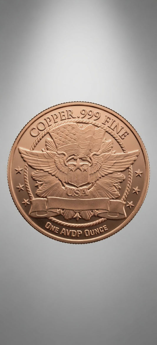 1 oz .999 Fine Copper Round – Native American & Eagle Shield Design (28.7g) 017