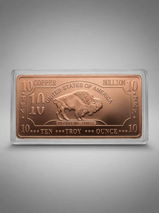 TEN 10 Ounce Buffalo Copper Bar – Fine .999 Copper Bullion