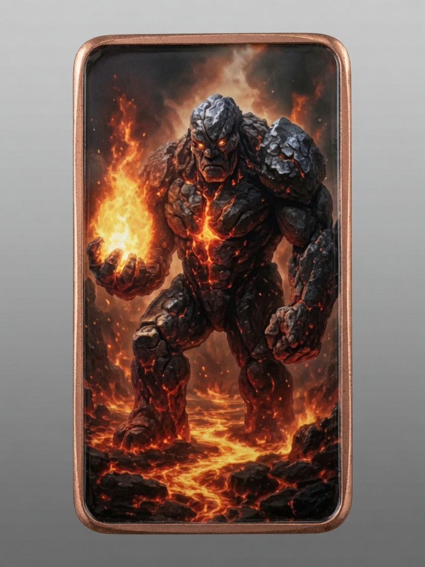 Mystic Guardians of Fire – Molten Golem 1oz Copper Bar, Round | Fine .999 Copper | Proof & Uncirculated