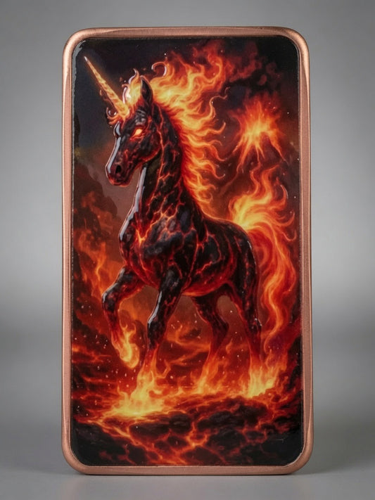 Mystic Guardians of Fire – Infernal Unicorn
 1oz Copper Bar, Round | Fine .999 Copper | Proof & Uncirculated