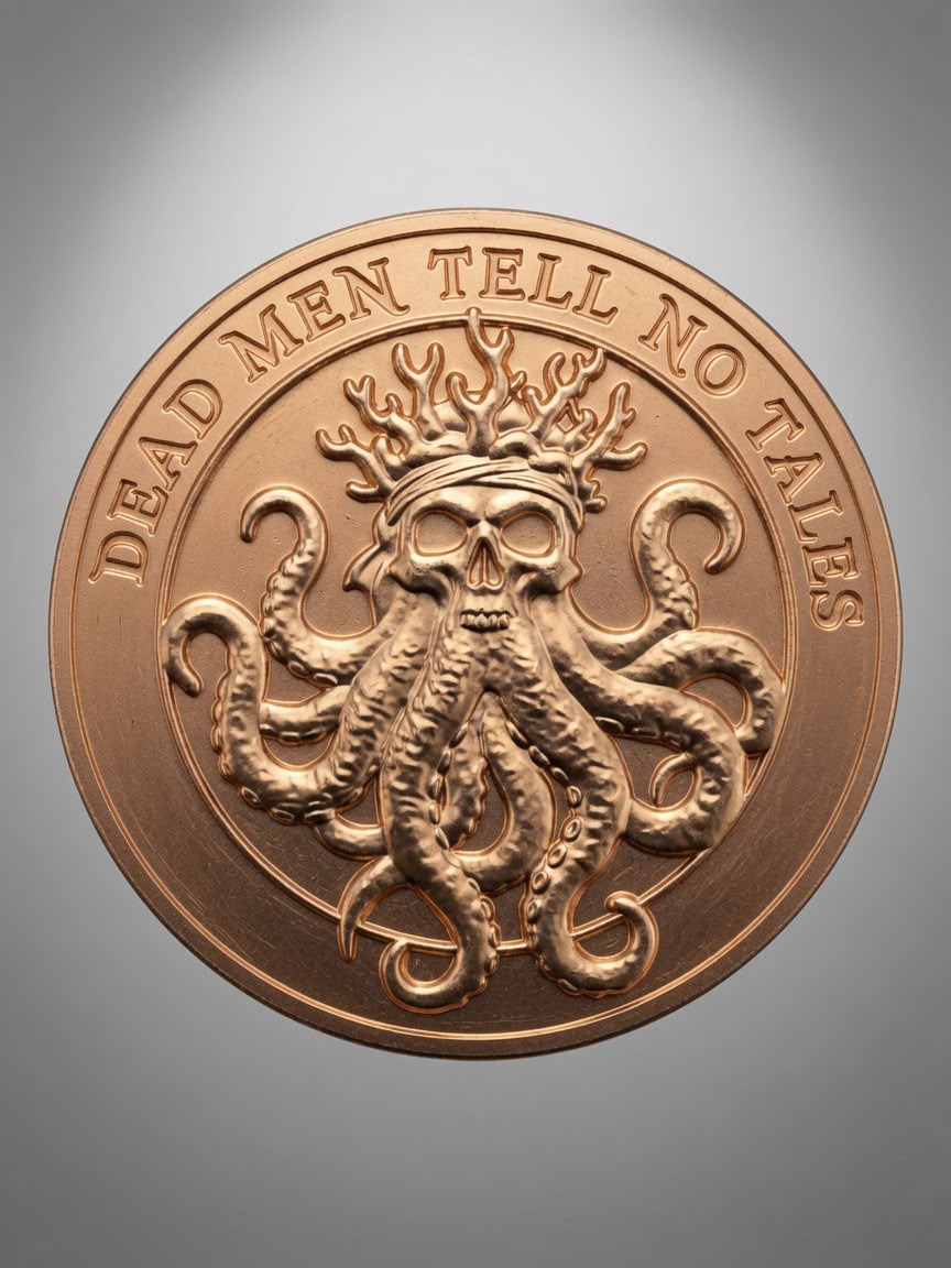 Dead Men Tell No Tales – Copper Kraken | 1oz .999 Fine Copper Round
