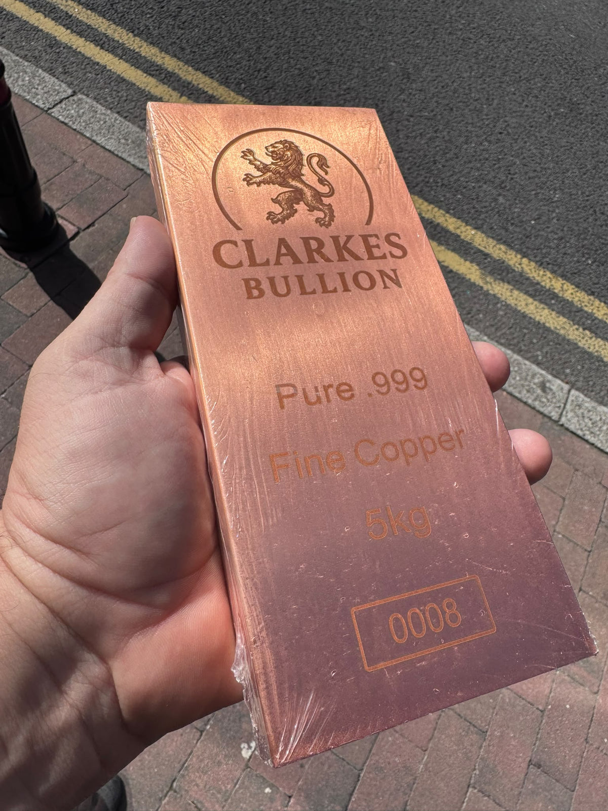 Clarkes Bullion 5kg Pure .999 Fine Copper Bar
