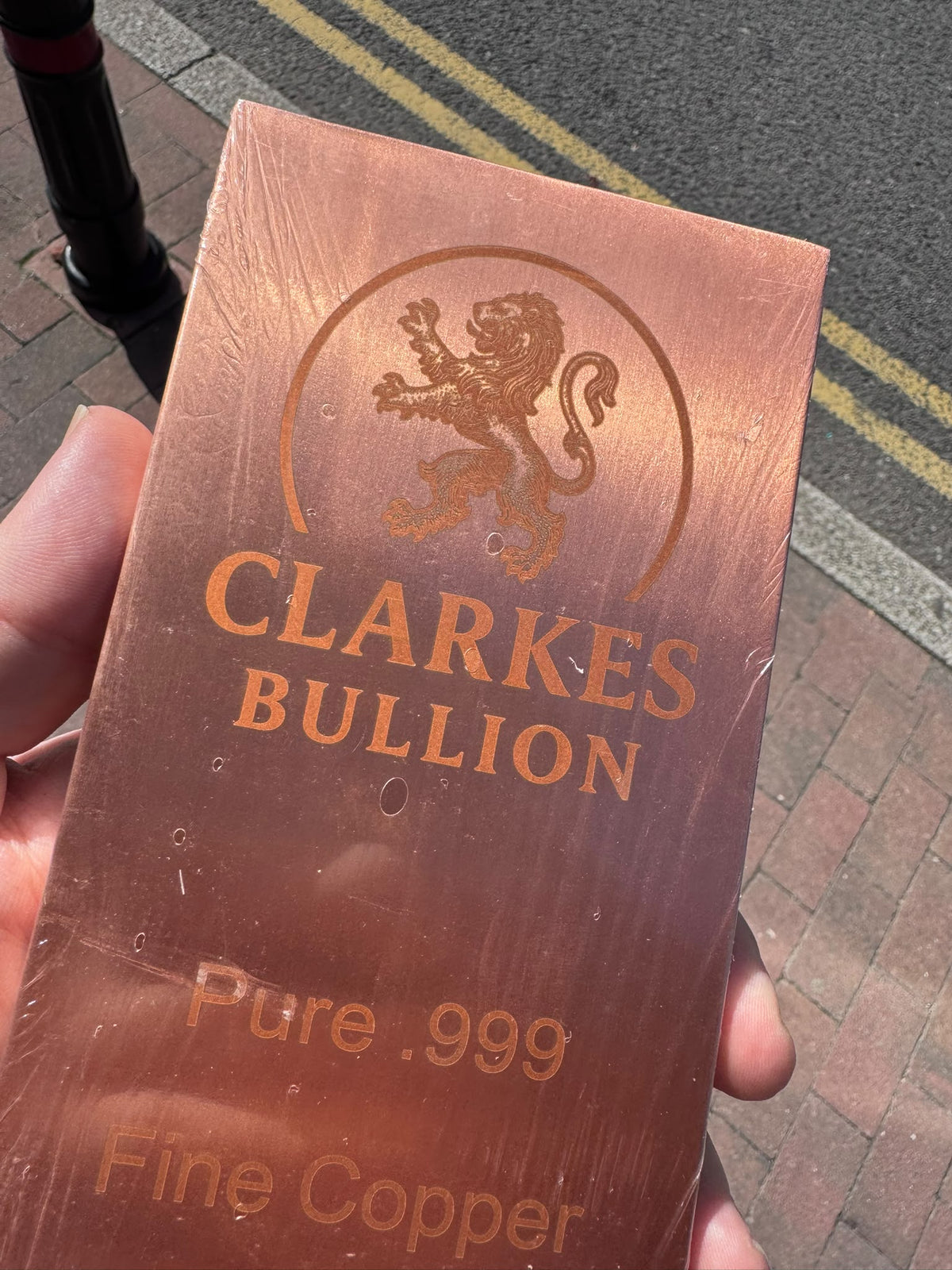 Clarkes Bullion 5kg Pure .999 Fine Copper Bar