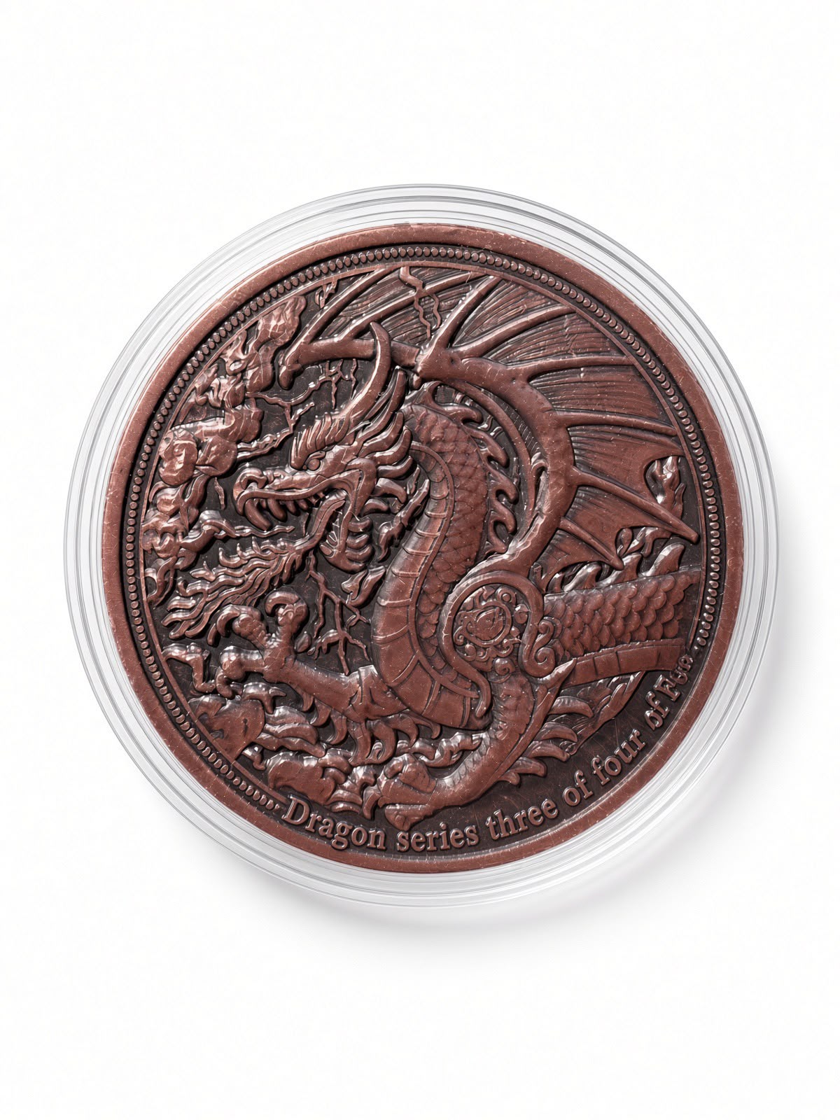Clarkes Bullion Dragon Series #3 Round 1oz Pure Copper Collectible Bullion Coin Three of Four