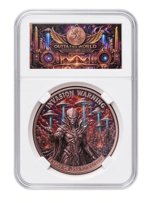 Invasion Warning 1 oz .999 Fine Copper Coin / Round Outta This World Collection
