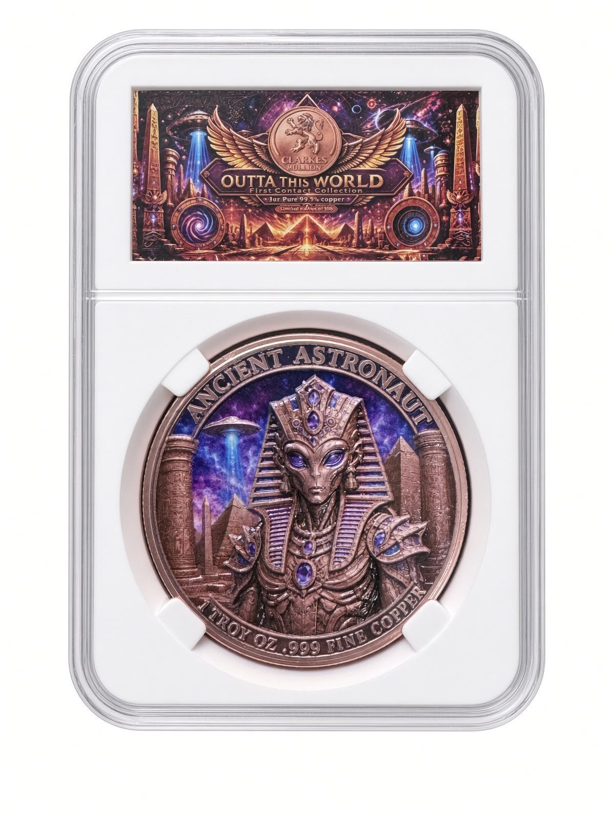 Ancient Astronaut 1 oz .999 Fine Copper Coin /Round -  Outta This World Collection