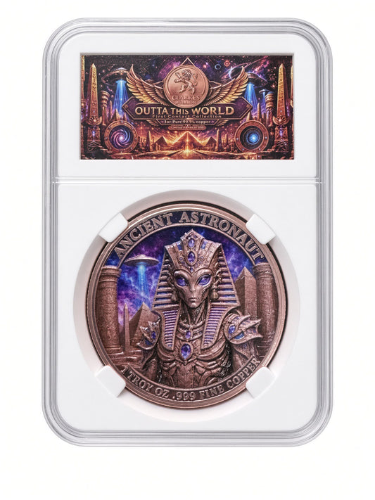 Ancient Astronaut 1 oz .999 Fine Copper Coin /Round -  Outta This World Collection