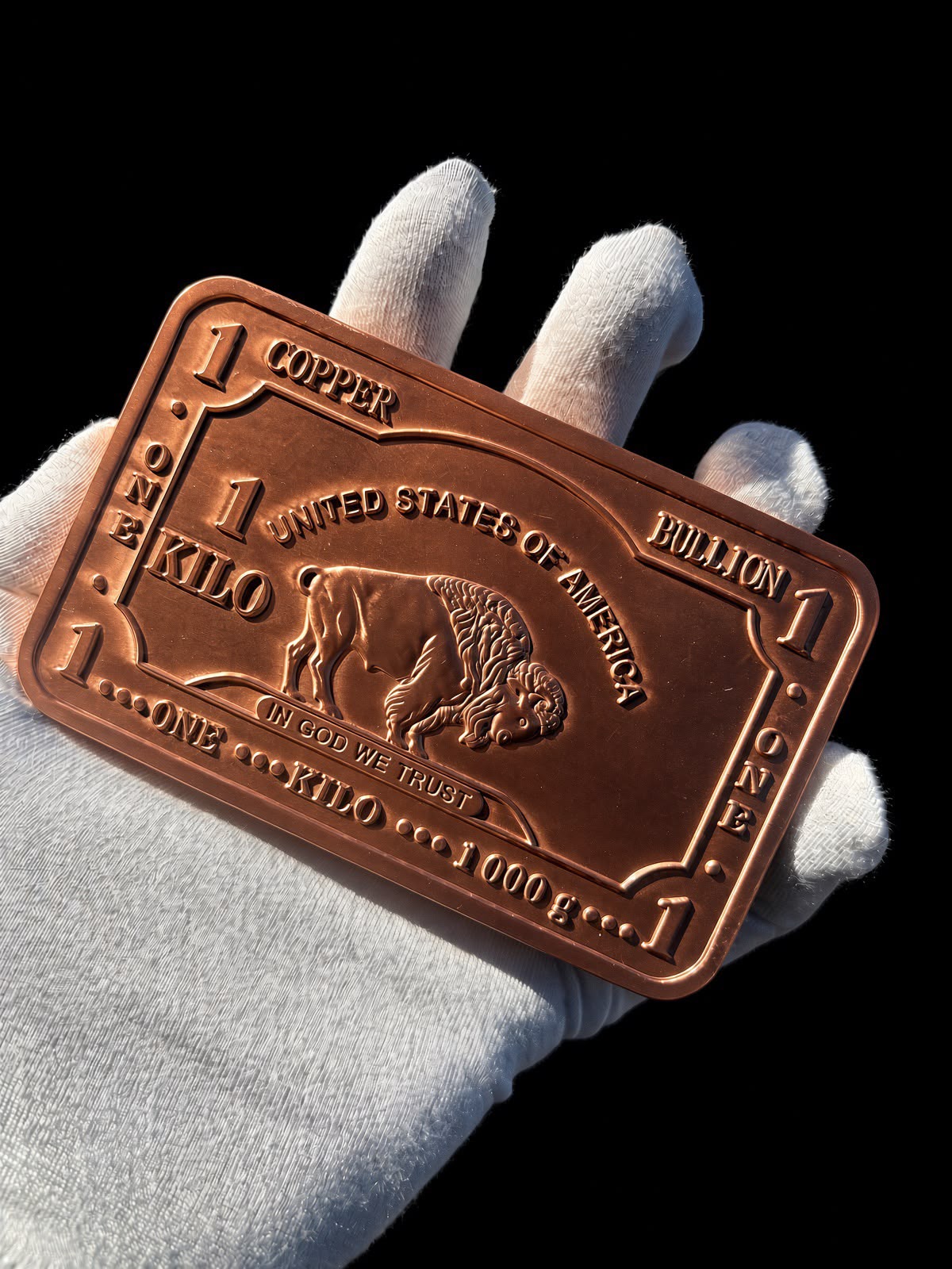 Clarke’s Bullion 1 Kilo Copper Buffalo Bar – Fine .999 Copper Collectible