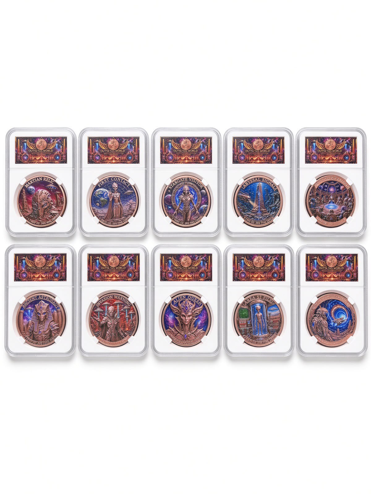 Outta This World Collection -  Complete 10 Coin Set, 1 oz .999 Fine Copper Rounds