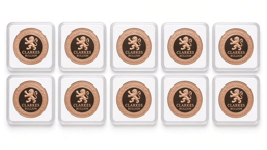 Complete Dinosaur Series Collection | 10 x 1oz Fine Copper Bullion Rounds | Clarke's Bullion Full Set