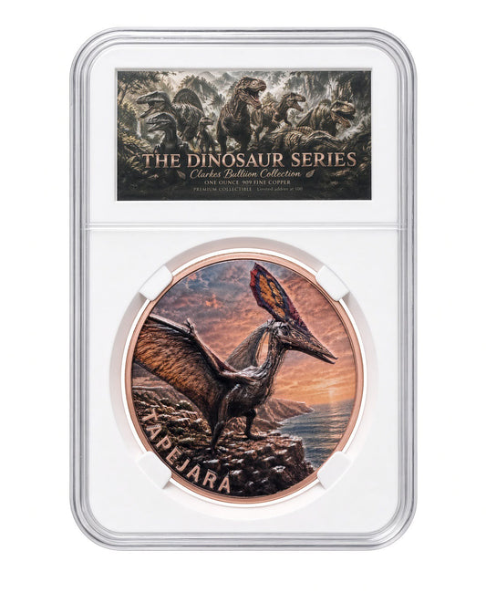 Tapejara 1oz Fine Copper Bullion Round | Dinosaur Series Collection | Clarke's Bullion