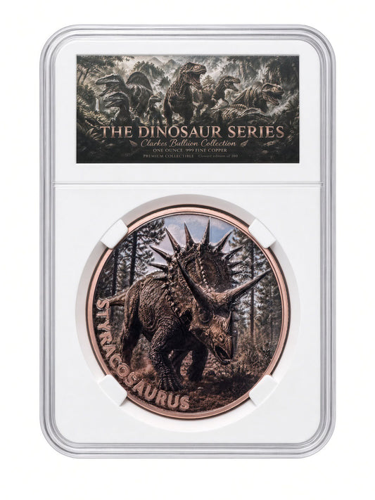 Styracosaurus 1oz Fine Copper Bullion Round | Dinosaur Series Collection | Clarke's Bullion