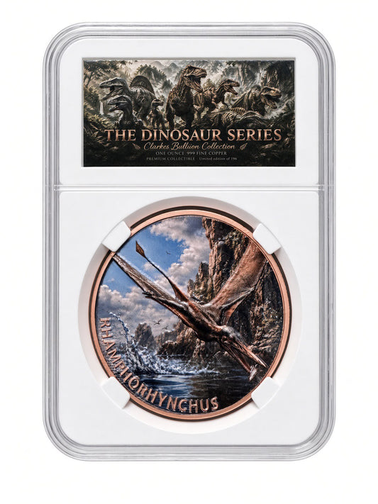Rhamphorhynchus 1oz Fine Copper Bullion Round | Dinosaur Series Collection | Clarke's Bullion